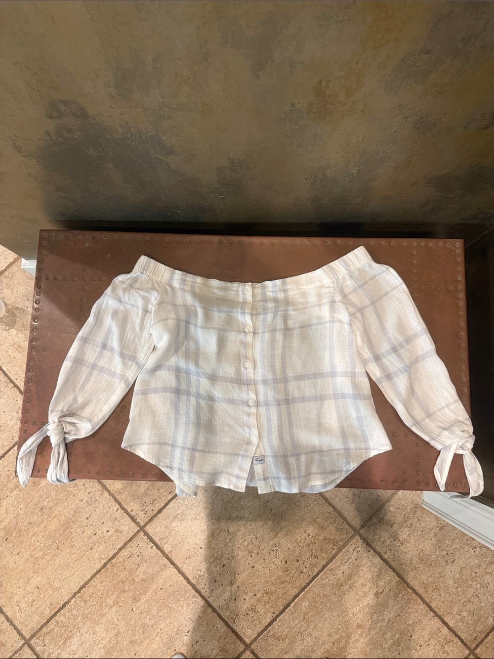 RAILS S Lauren White Coin Plaid Off-Shoulder Shirt
